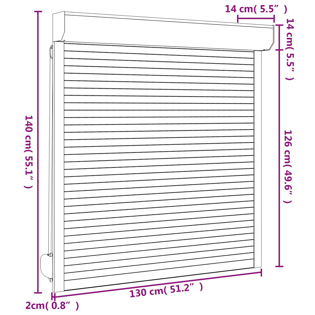 Roller Shutter White 130 x 140 cm Aluminium and Polyurethane