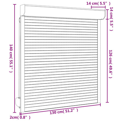 Roller Shutter White 130 x 140 cm Aluminium and Polyurethane
