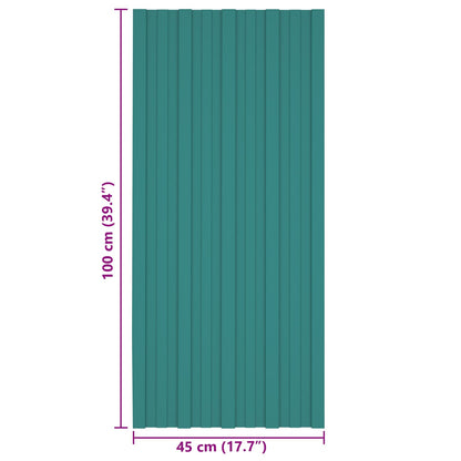 Roof Panel 36 pcs Green 100 x 45 cm Galvanised steel