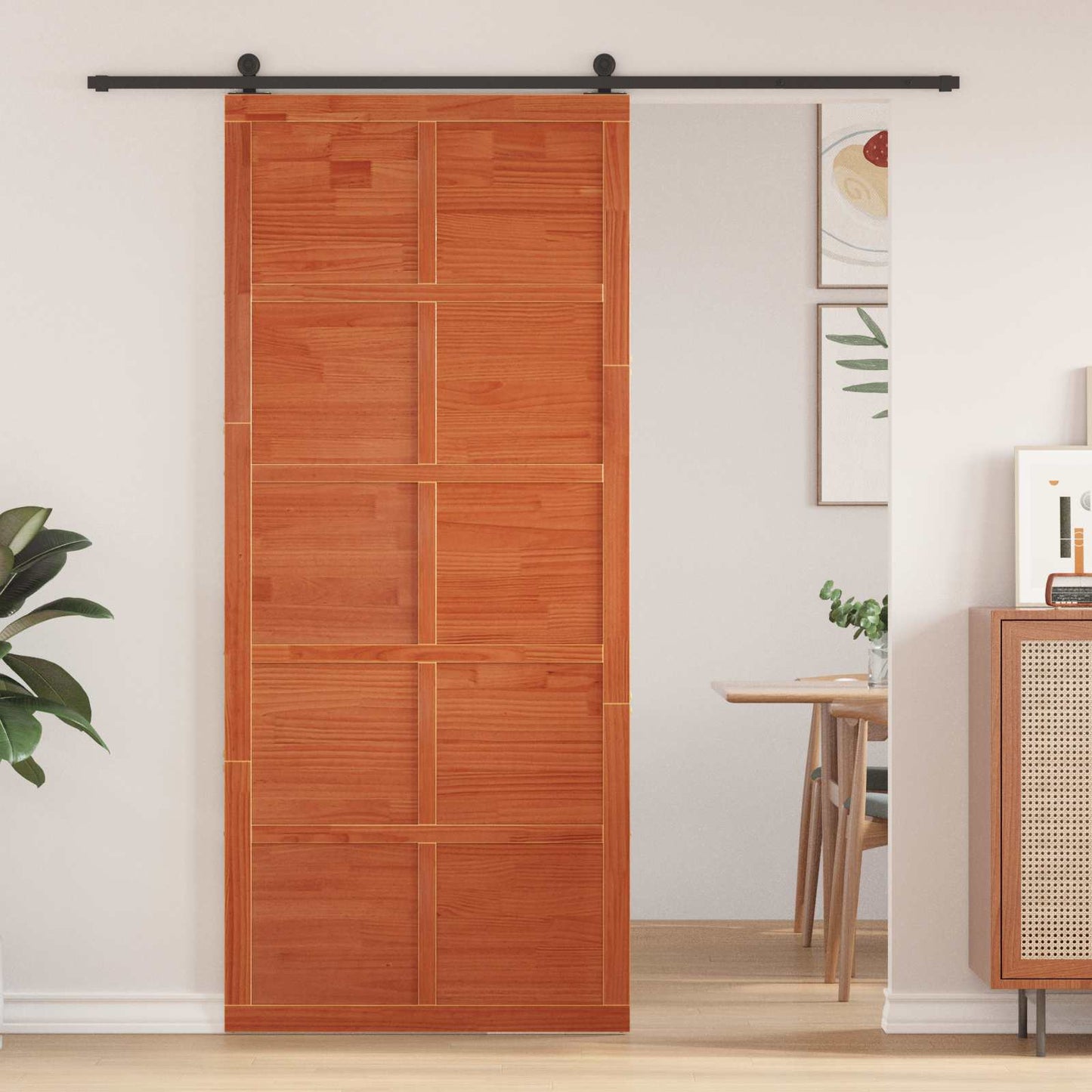 Barn Door Wax brown 100 x 2.5 x 208 cm Solid Pine Wood