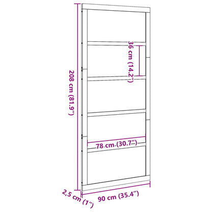 Barn Door Natural 80 x 2.5 x 208 cm Solid Pine Wood