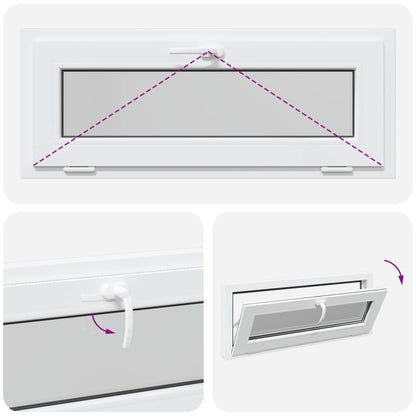 Basement Window RISOR 110 x 40 cm PVC and Glass White
