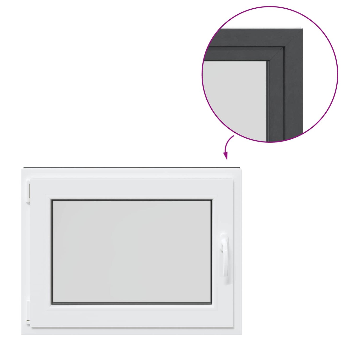 Basement Window RISOR 80 x 50 cm PVC and Glass Anthracite
