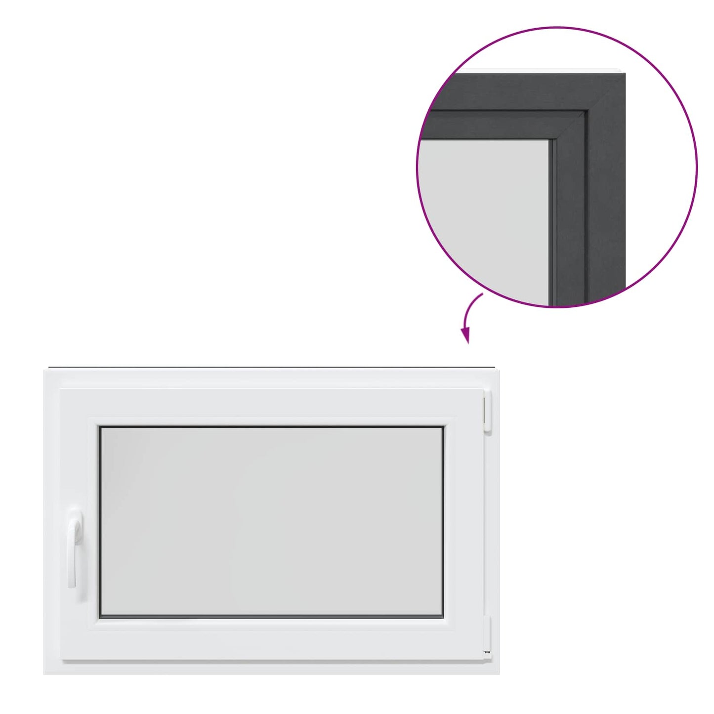 Basement Window RISOR 80 x 70 cm PVC and Glass Anthracite