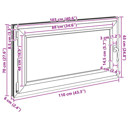 Basement Window RISOR 110 x 70 cm PVC and Glass Anthracite