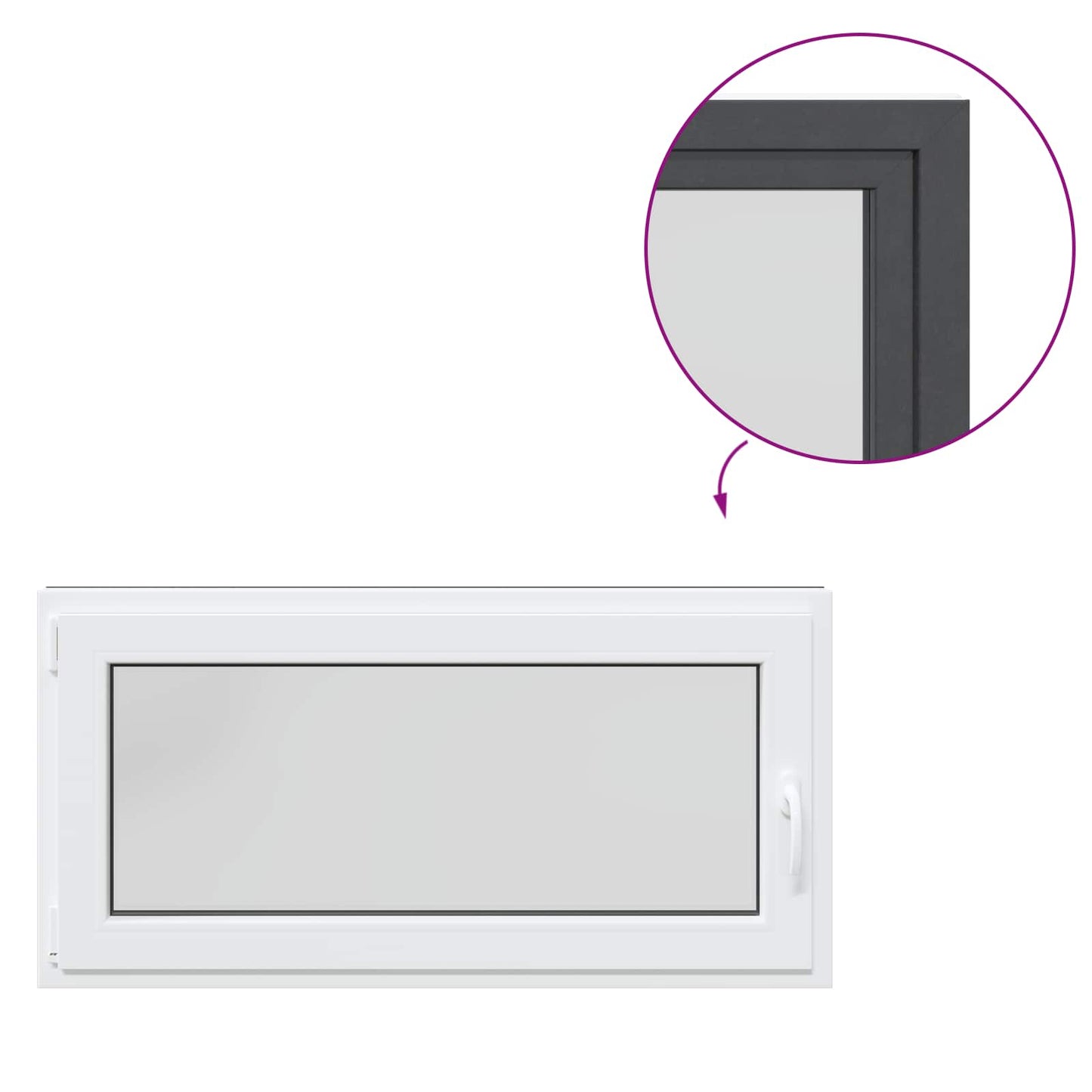 Basement Window RISOR 120 x 60 cm PVC and Glass Anthracite