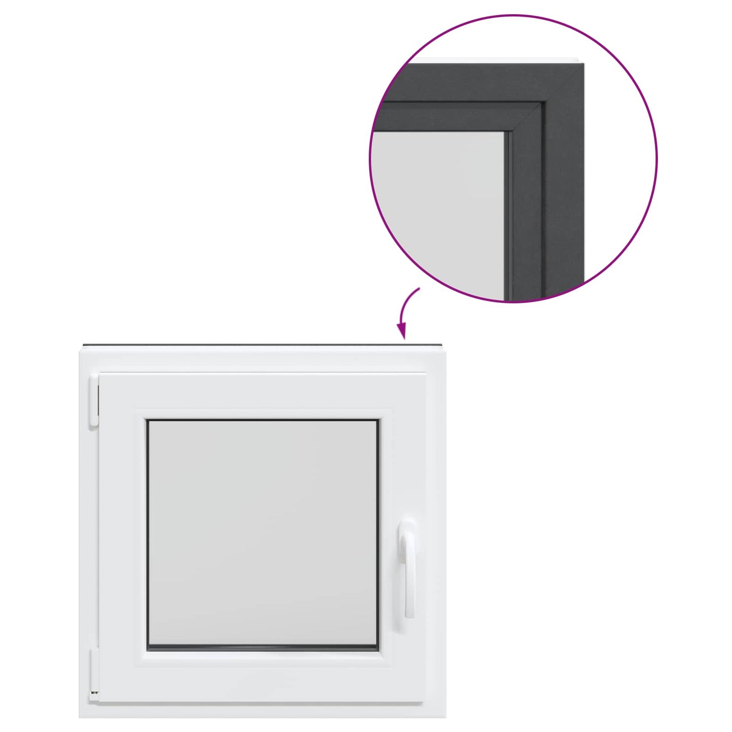 Basement Window RISOR 50 x 50 cm PVC and Glass Anthracite