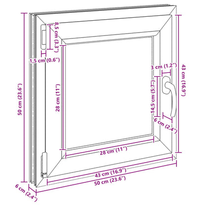 Basement Window RISOR 50 x 50 cm PVC and Glass Anthracite