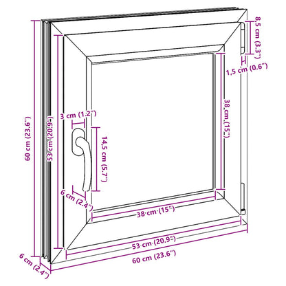 Basement Window RISOR 60 x 60 cm PVC and Glass Anthracite