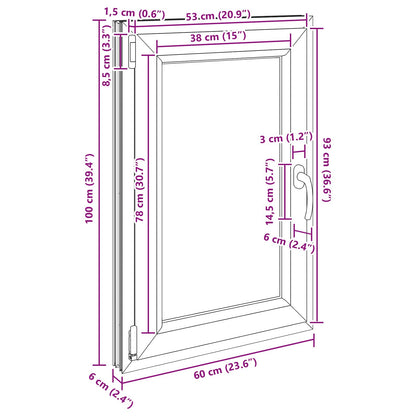 Basement Window RISOR 60 x 100 cm PVC and Glass Anthracite
