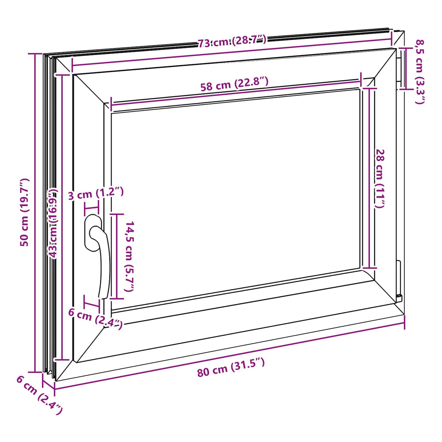 Basement Window RISOR 60 x 100 cm PVC and Glass Anthracite