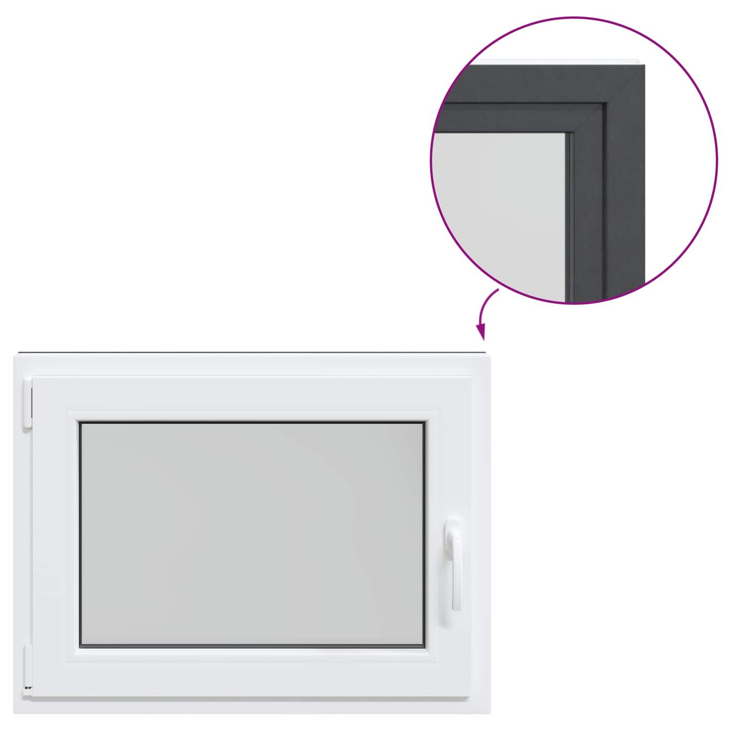 Basement Window RISOR 80 x 50 cm PVC and Glass Anthracite