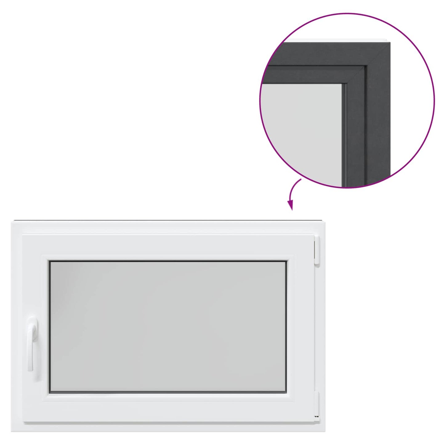 Basement Window RISOR 80 x 70 cm PVC and Glass Anthracite