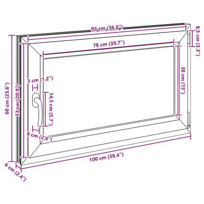 Basement Window RISOR 100 x 60 cm PVC and Glass Anthracite