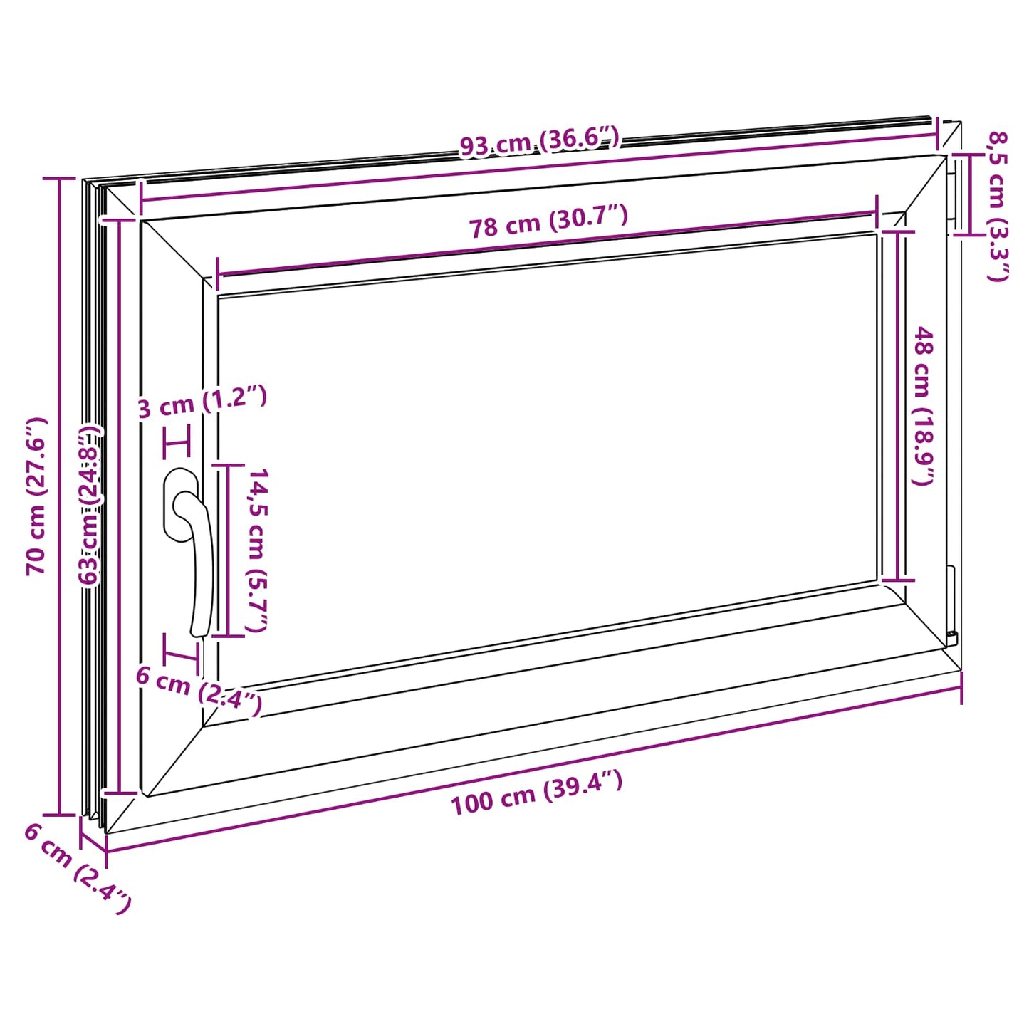 Basement Window RISOR 100 x 70 cm PVC and Glass Anthracite