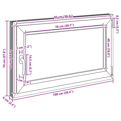 Basement Window RISOR 100 x 70 cm PVC and Glass Anthracite