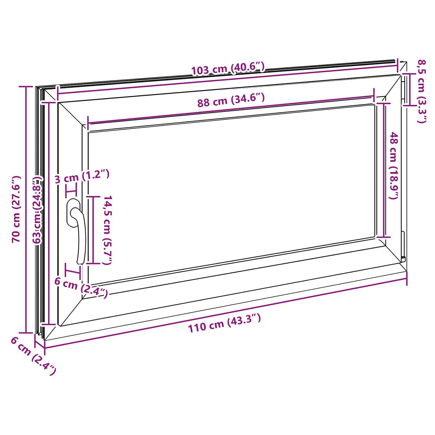 Basement Window RISOR 110 x 70 cm PVC and Glass Anthracite
