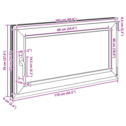 Basement Window RISOR 110 x 70 cm PVC and Glass Anthracite