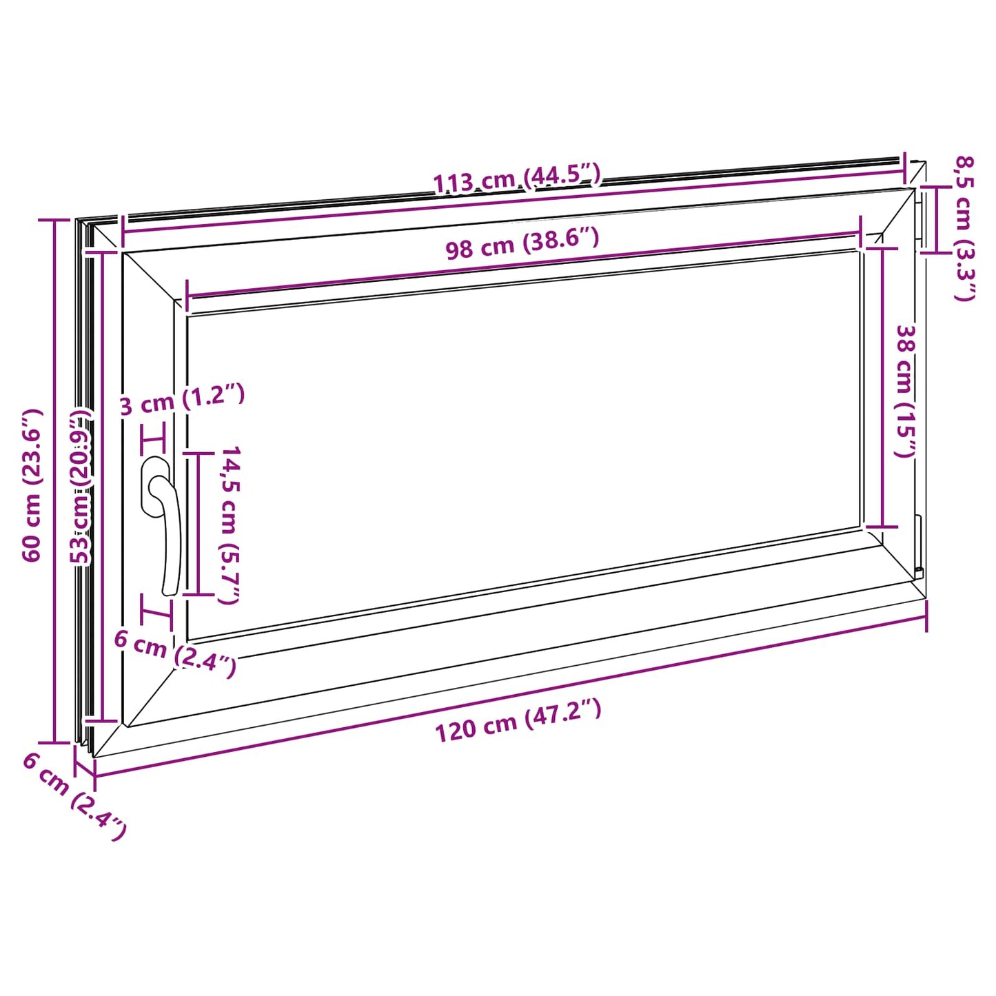 Basement Window RISOR 120 x 60 cm PVC and Glass Anthracite