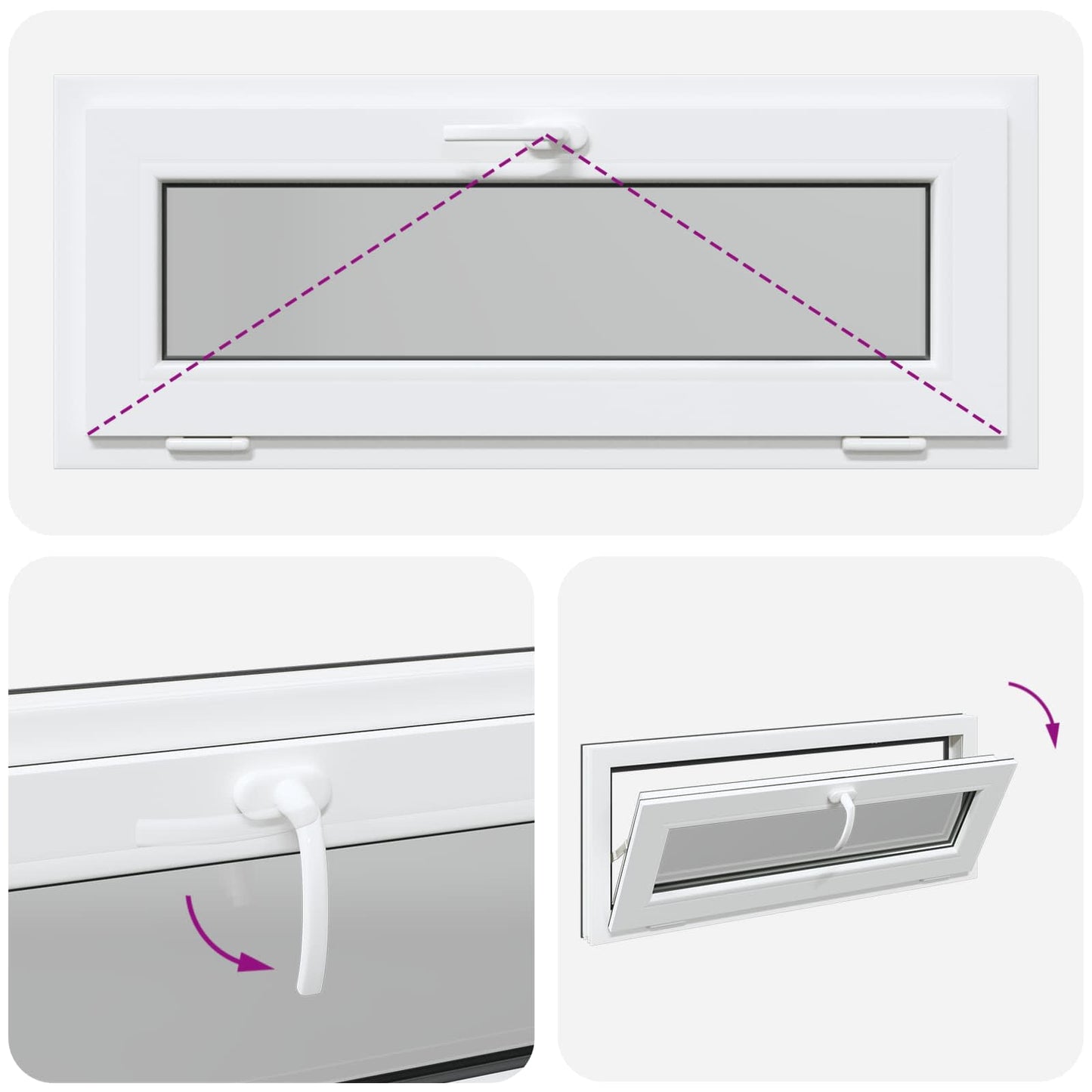 Basement Window RISOR 110 x 40 cm PVC and Glass Anthracite