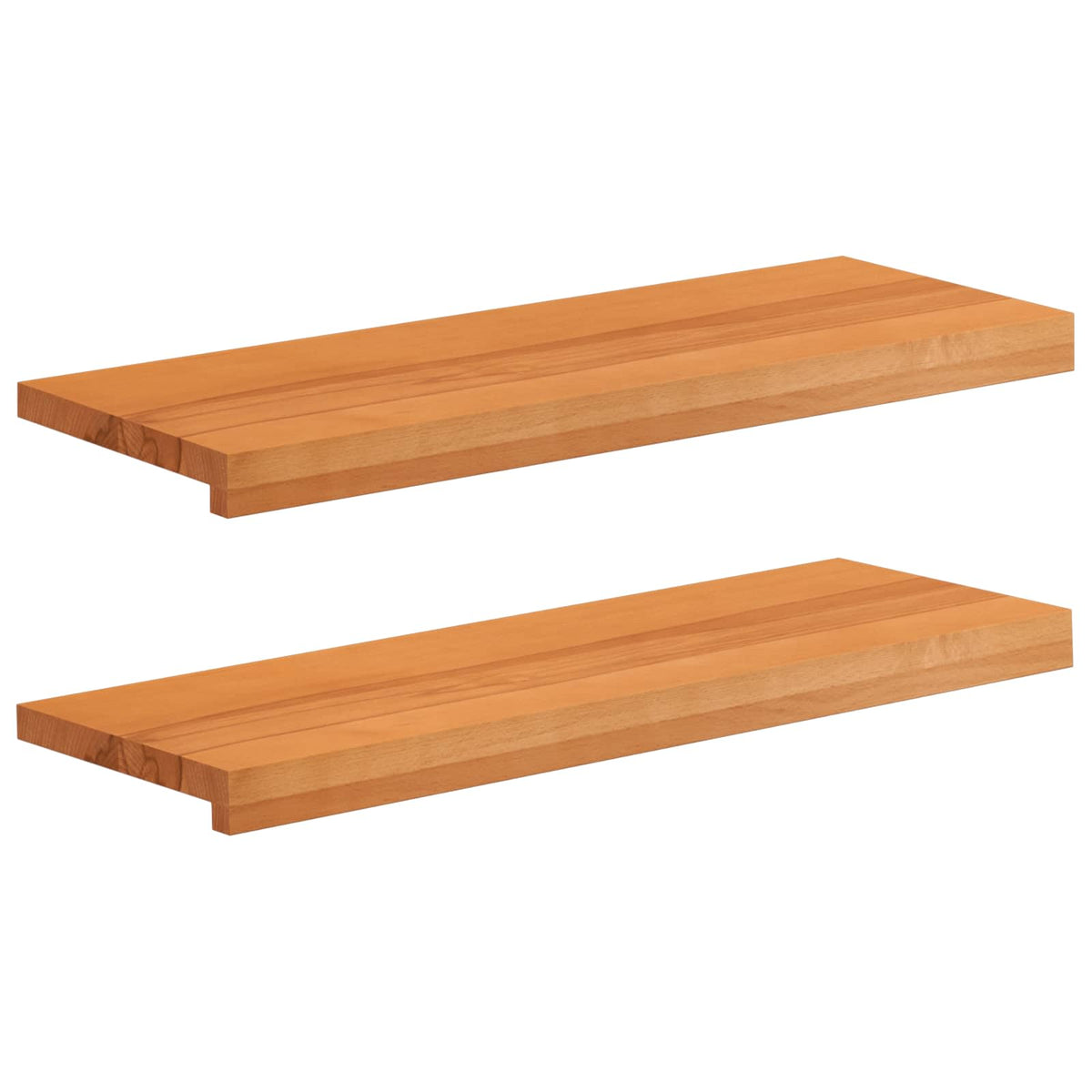 Stair Treads 2 pcs 80 x 30 x 2 cm Light Brown Solid Beech Wood