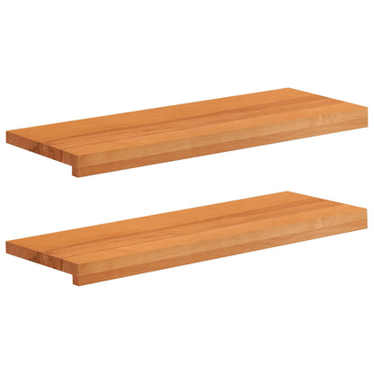 Stair Treads 2 pcs 80 x 30 x 2 cm Light Brown Solid Beech Wood