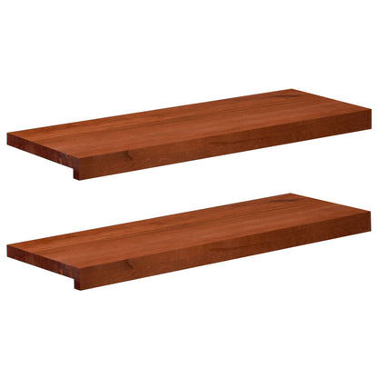 Stair Treads 2 pcs 80 x 30 x 2 cm Brown Solid Beech Wood