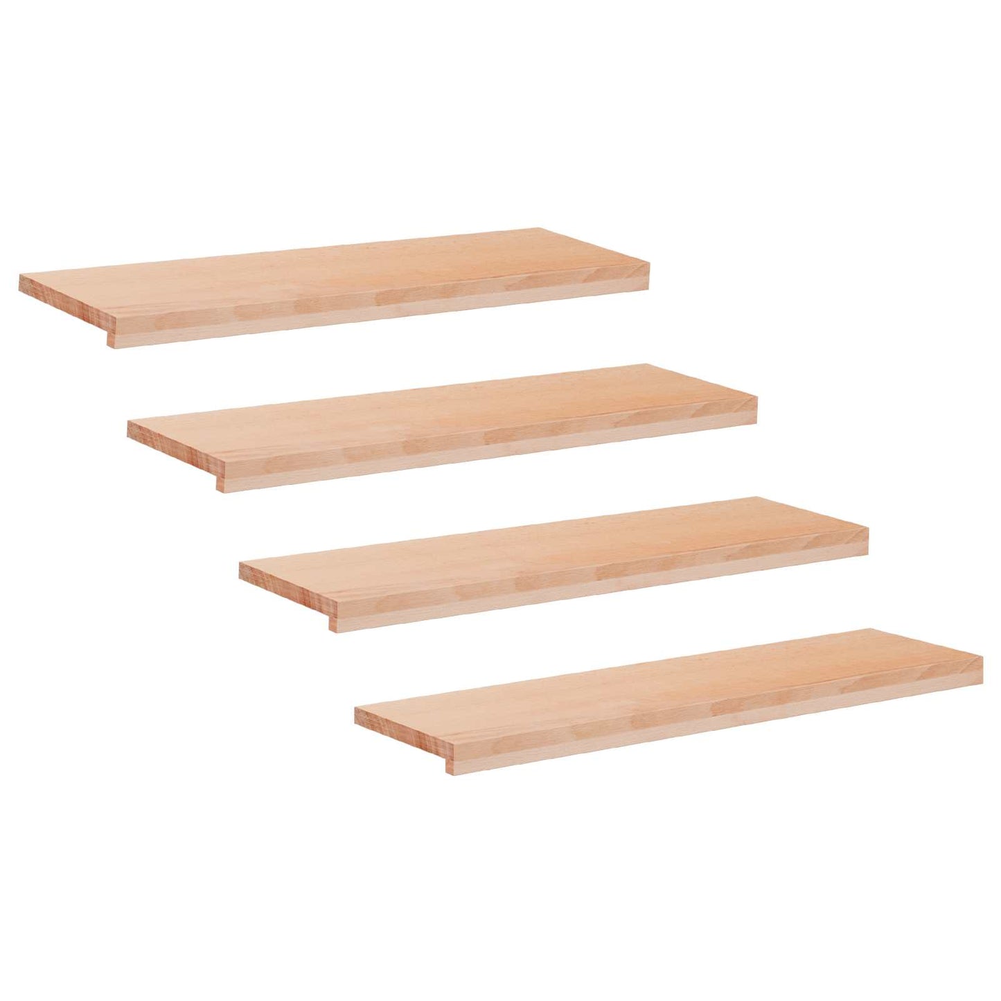 Stair Treads 4 pcs 100 x 25 x 2 cm Natural Solid Beech Wood