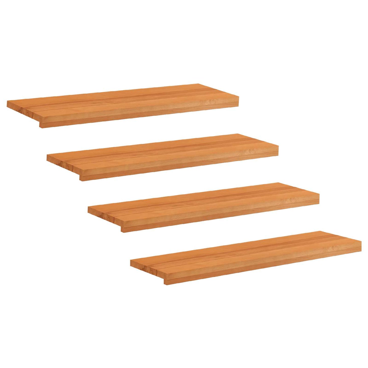 Stair Treads 4 pcs 100 x 25 x 2 cm Light Brown Solid Beech Wood