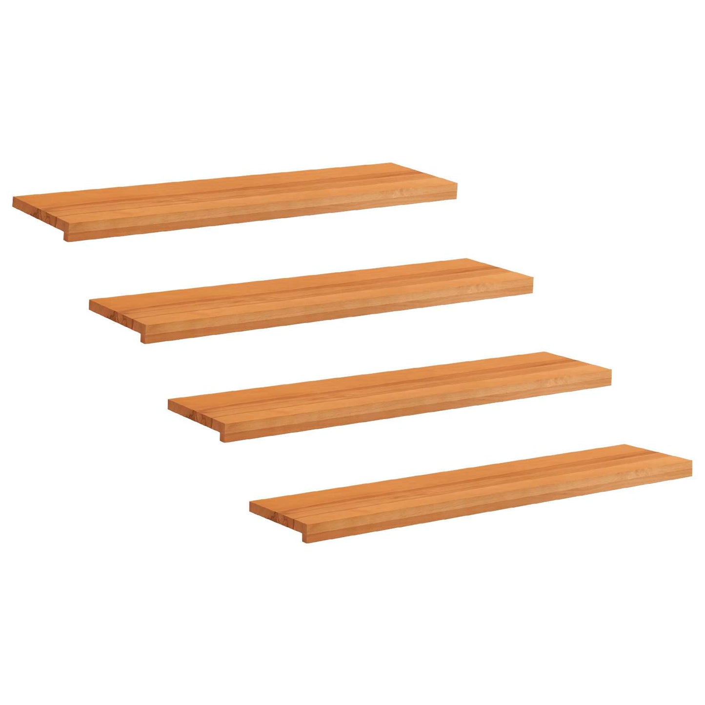 Stair Treads 4 pcs 120 x 25 x 2 cm Light Brown Solid Beech Wood