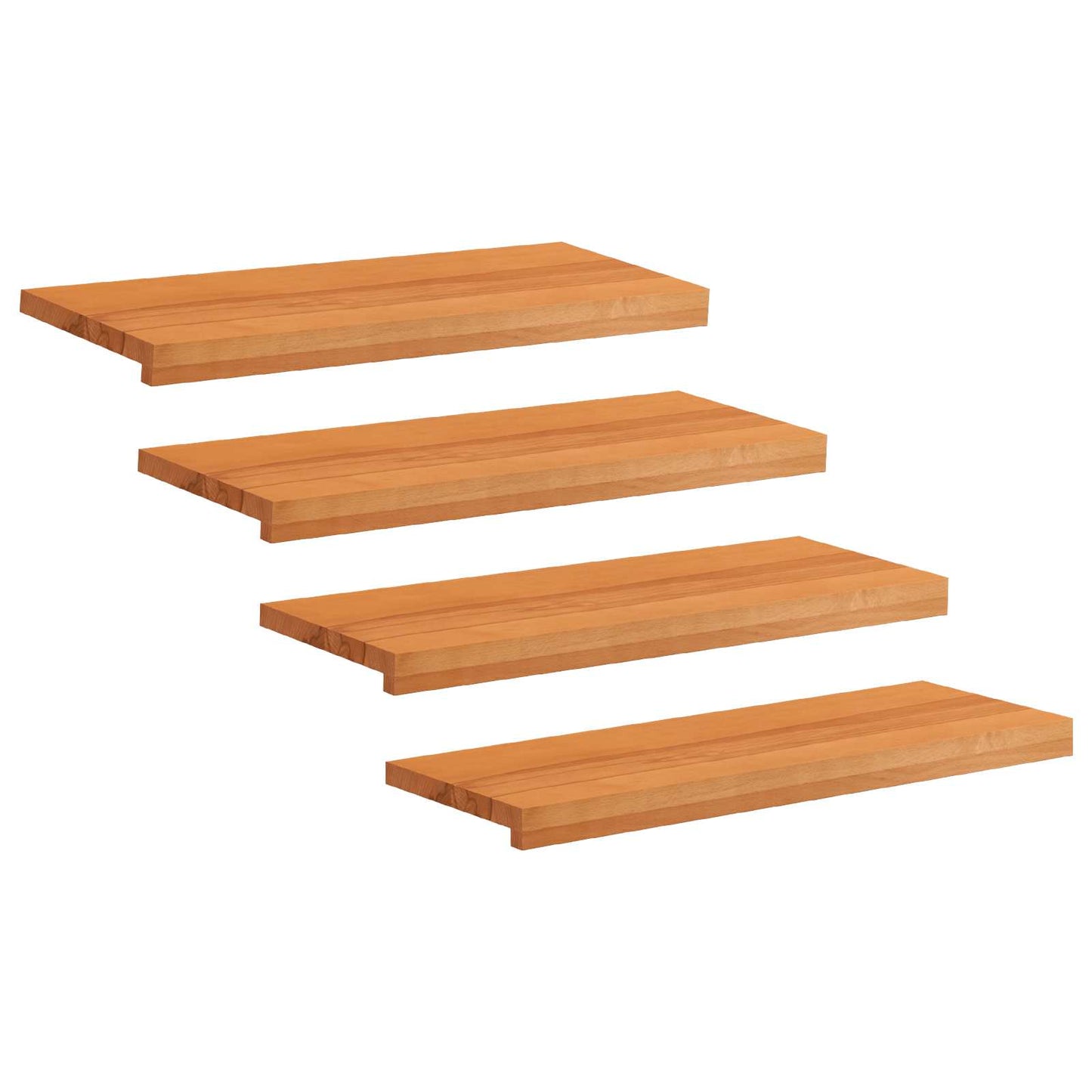 Stair Treads 4 pcs 80 x 30 x 2 cm Light Brown Solid Beech Wood