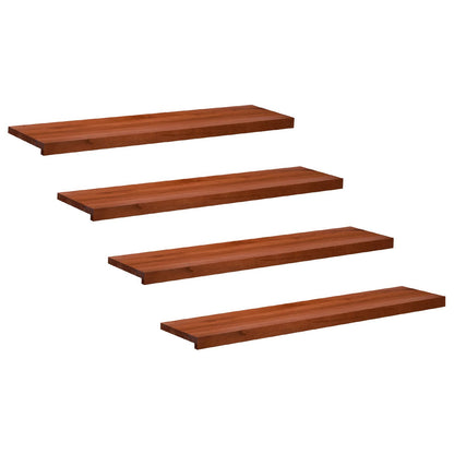 Stair Treads 4 pcs 110 x 25 x 2 cm Brown Solid Beech Wood