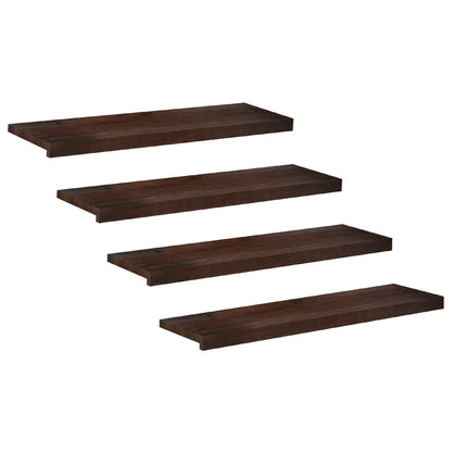 Stair Treads 4 pcs 90 x 25 x 2 cm Dark Brown Solid Beech Wood