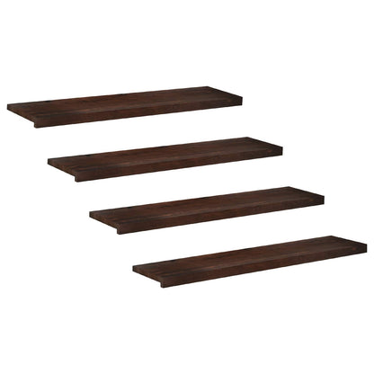 Stair Treads 4 pcs 120 x 25 x 2 cm Dark Brown Solid Beech Wood