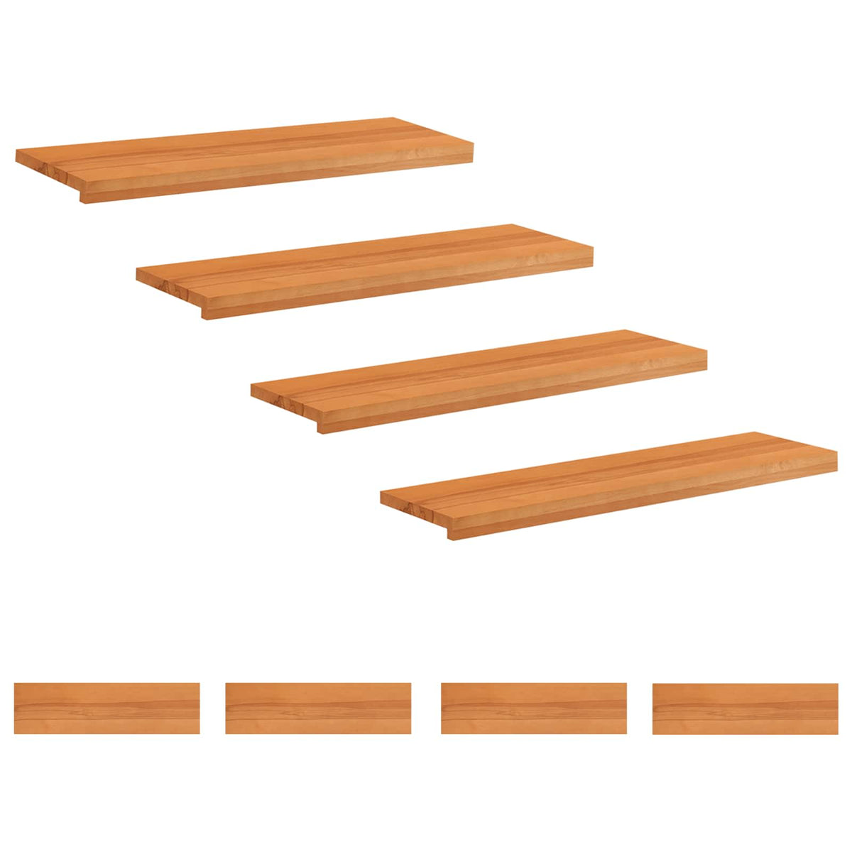 Stair Treads 8 pcs 90 x 30 x 2 cm Light Brown Solid Beech Wood