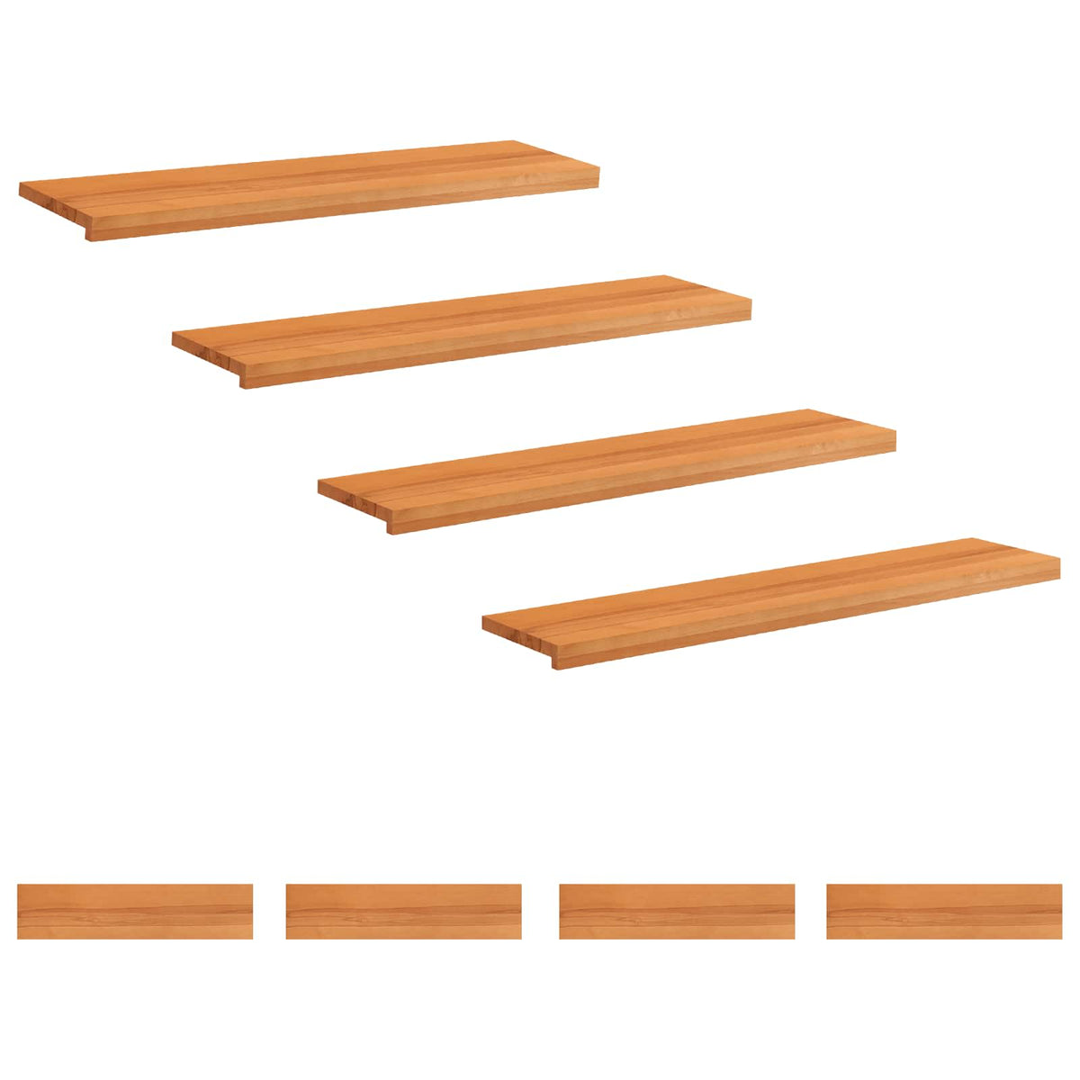 Stair Treads 8 pcs 110 x 30 x 2 cm Light Brown Solid Beech Wood