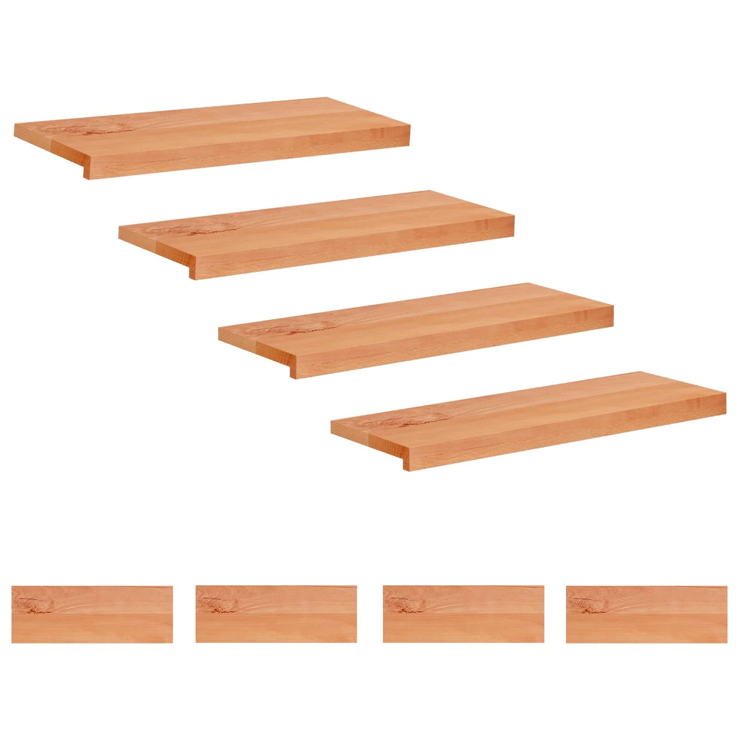 Stair Treads 8 pcs 70 x 30 x 2 cm Varnish Solid Beech Wood