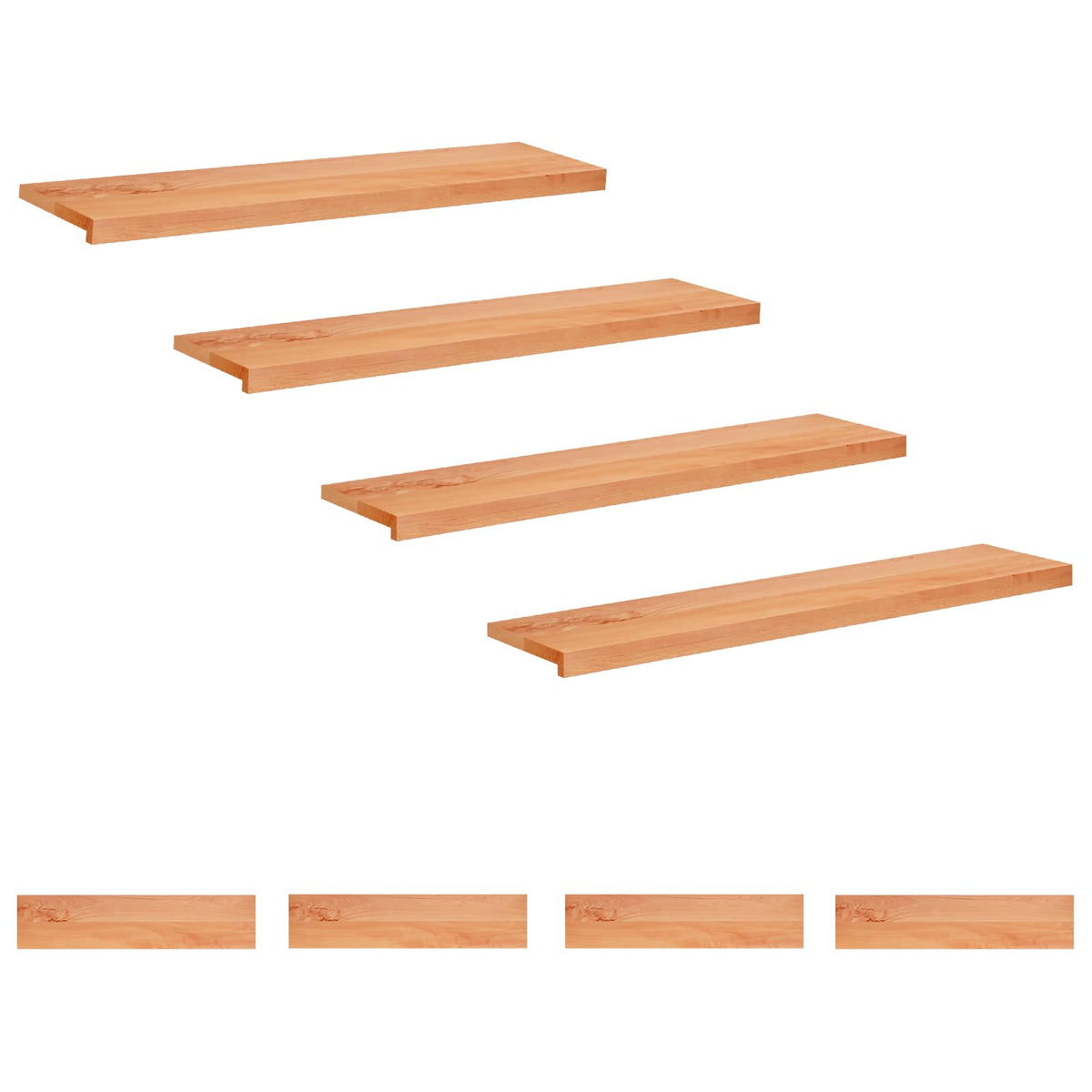 Stair Treads 8 pcs 110 x 30 x 2 cm Varnish Solid Beech Wood