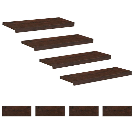 Stair Treads 8 pcs 70 x 25 x 2 cm Dark Brown Solid Beech Wood