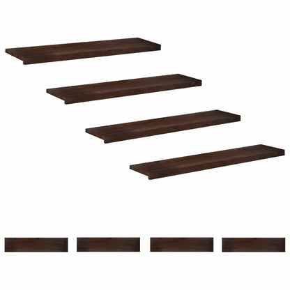 Stair Treads 8 pcs 120 x 25 x 2 cm Dark Brown Solid Beech Wood