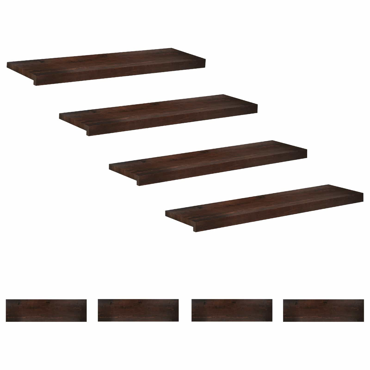 Stair Treads 8 pcs 90 x 30 x 2 cm Dark Brown Solid Beech Wood