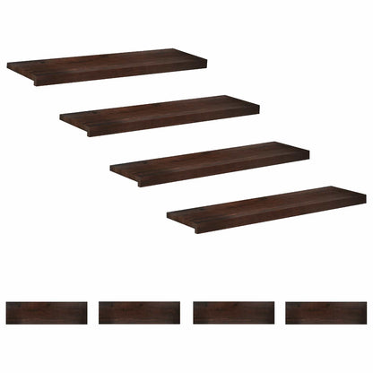 Stair Treads 8 pcs 90 x 30 x 2 cm Dark Brown Solid Beech Wood