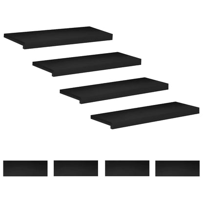 Stair Treads 8 pcs 80 x 25 x 2 cm Black Solid Beech Wood
