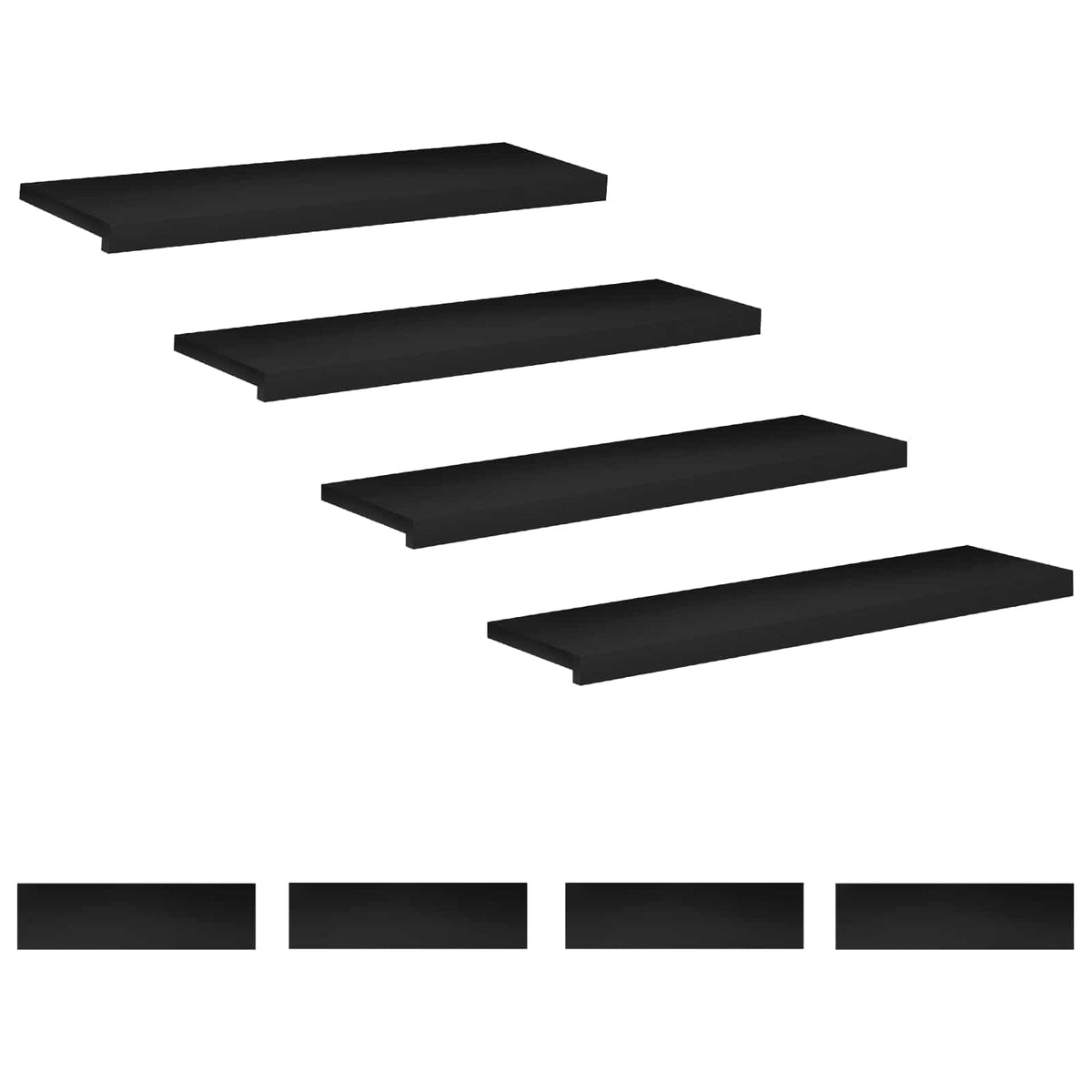 Stair Treads 8 pcs 90 x 25 x 2 cm Black Solid Beech Wood