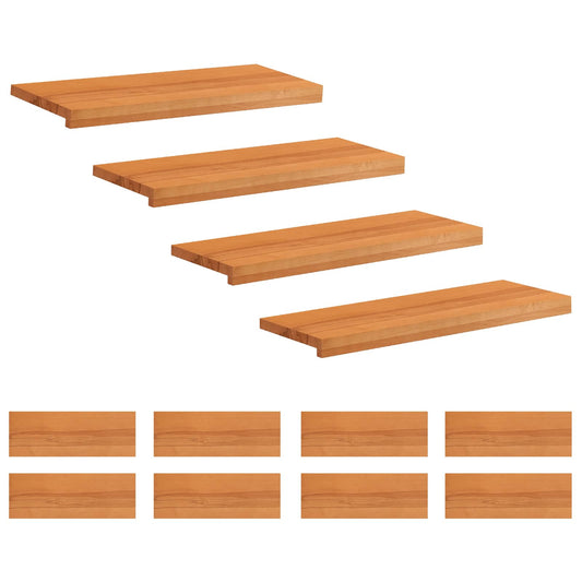Stair Treads 12 pcs 80 x 30 x 2 cm Light Brown Solid Beech Wood
