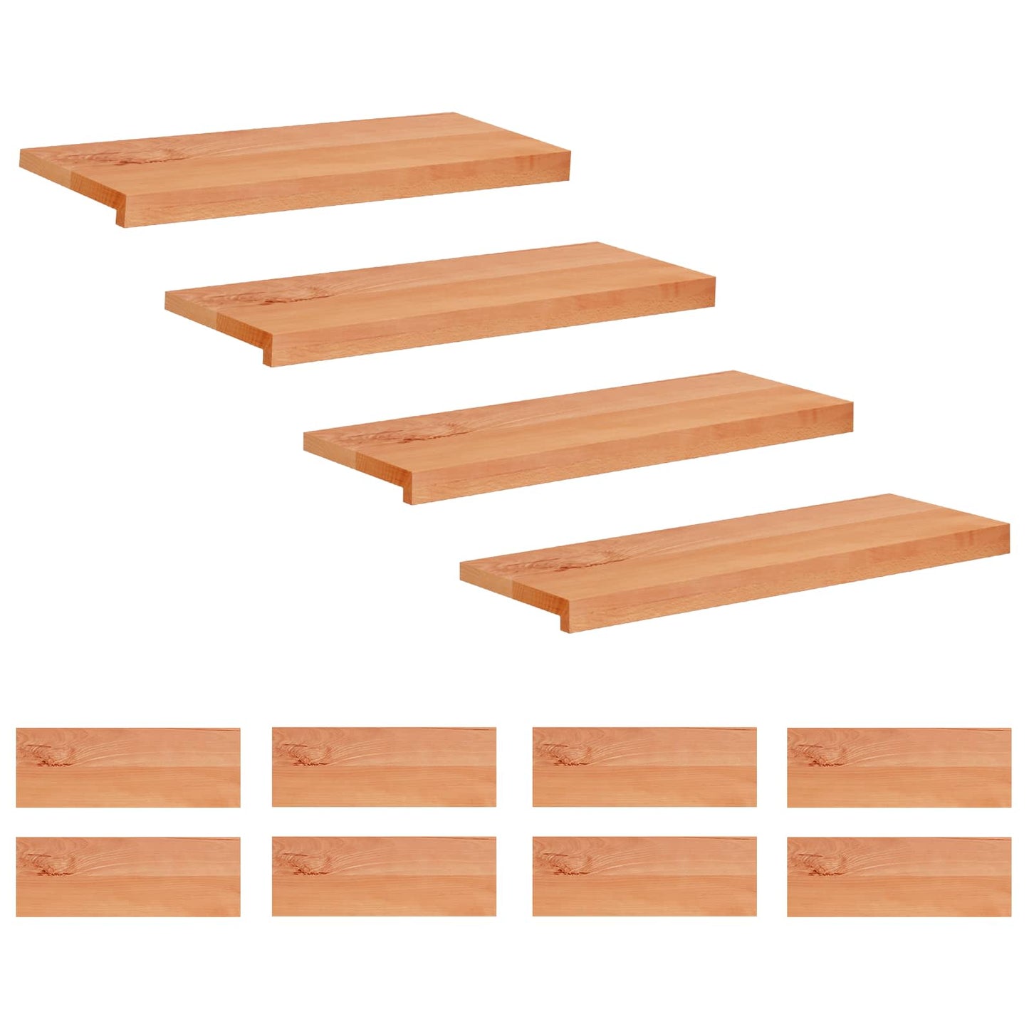 Stair Treads 12 pcs 80 x 25 x 2 cm Varnish Solid Beech Wood