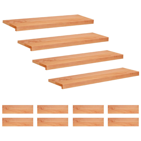 Stair Treads 12 pcs 90 x 25 x 2 cm Varnish Solid Beech Wood