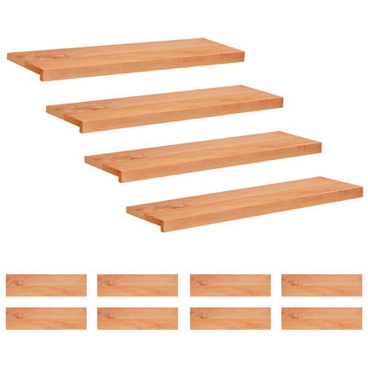 Stair Treads 12 pcs 100 x 25 x 2 cm Varnish Solid Beech Wood