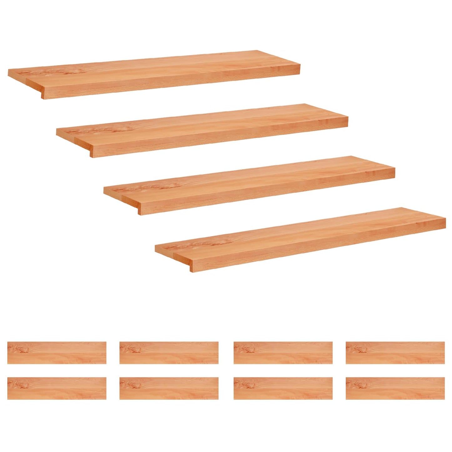 Stair Treads 12 pcs 110 x 25 x 2 cm Varnish Solid Beech Wood