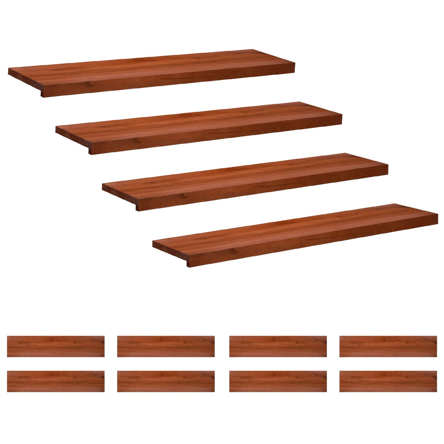 Stair Treads 12 pcs 120 x 25 x 2 cm Brown Solid Beech Wood